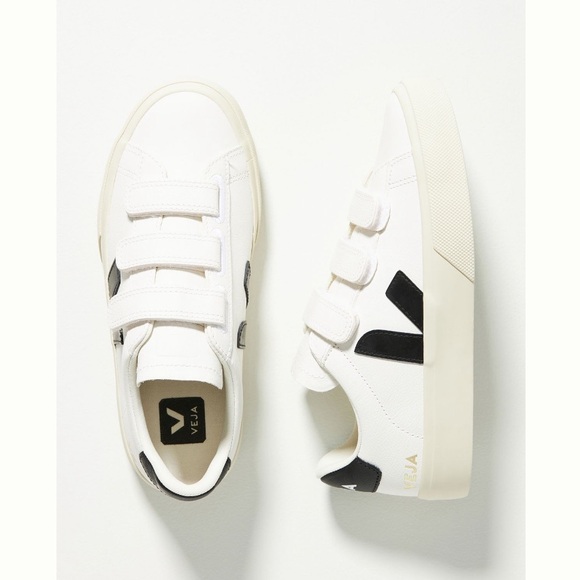 Veja Recife Leather Chromefree Sneakers Extra White Black 7 7.5 EU 38 LIKE NEW - Picture 4 of 13